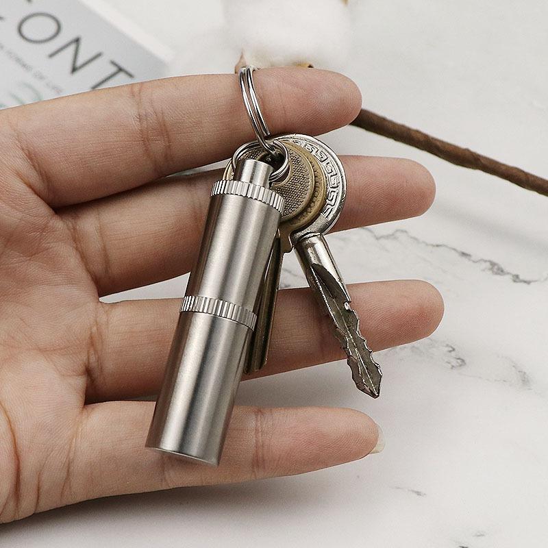 Titanium Alloy  Waterproof Pill Case Portable Keychain Medicine Sealed Capsule Storage Container Moistureproof for Travel Home