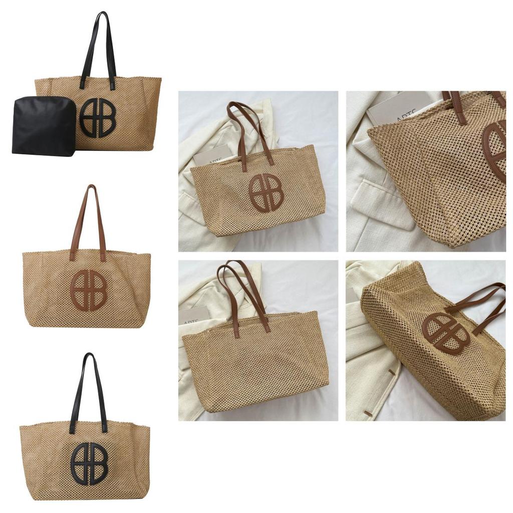 Woven Tote Bag With Contrast Color Design For Daily Casual Wear