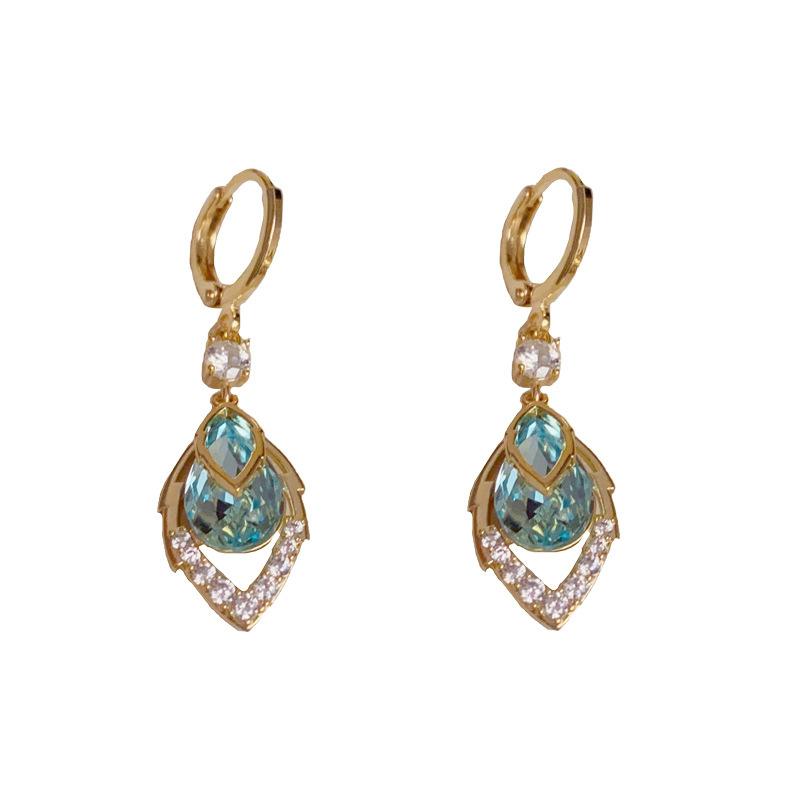 

Серьги Листья из Голубого Циркона, Стильные, Легкая Роскошь, Высококлассные Серьги, Персонализированные и Универсальные Серьги