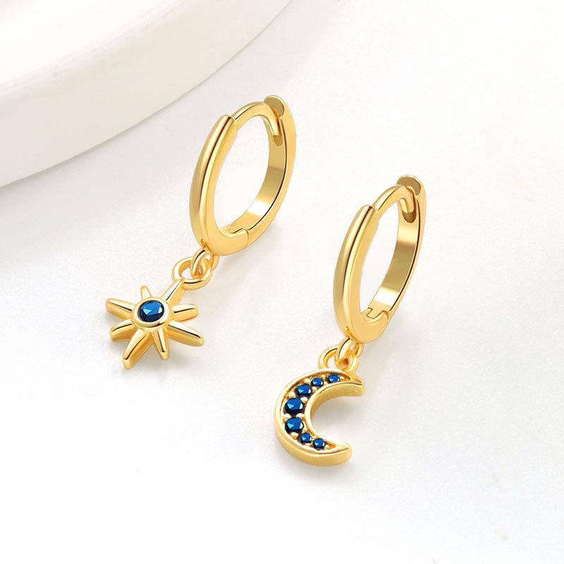 2025 Hot-selling Products Elegant Jewelry Gold-plated Zircon Moon Star Shiny Women s Fashion Pendant Earrings Waterproof Jewelry золотой