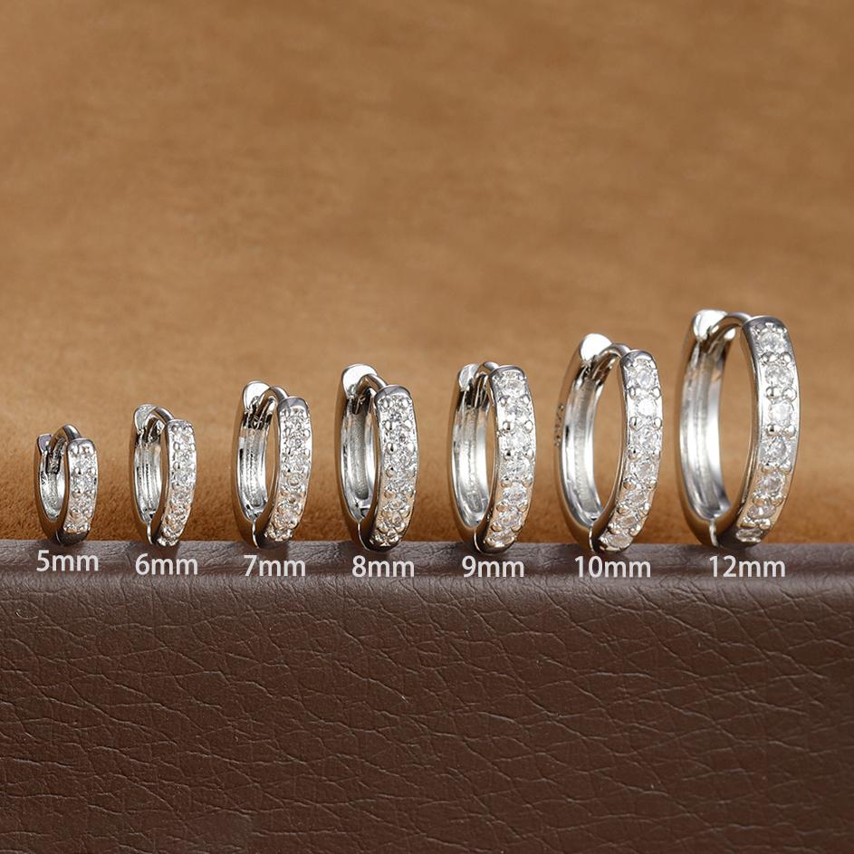 1Pair Stainless Steel Huggie Minimal Hoop Earrings Little Crystal Zirconia Thin Helix Tragus Cartilage Earrings Piercing Jewelry