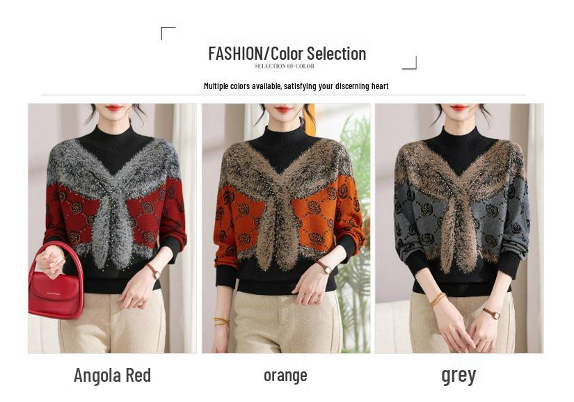 2026 Stylish Warm Winter Sweater for Middle-Aged Women - Half-High Collar Base Layer