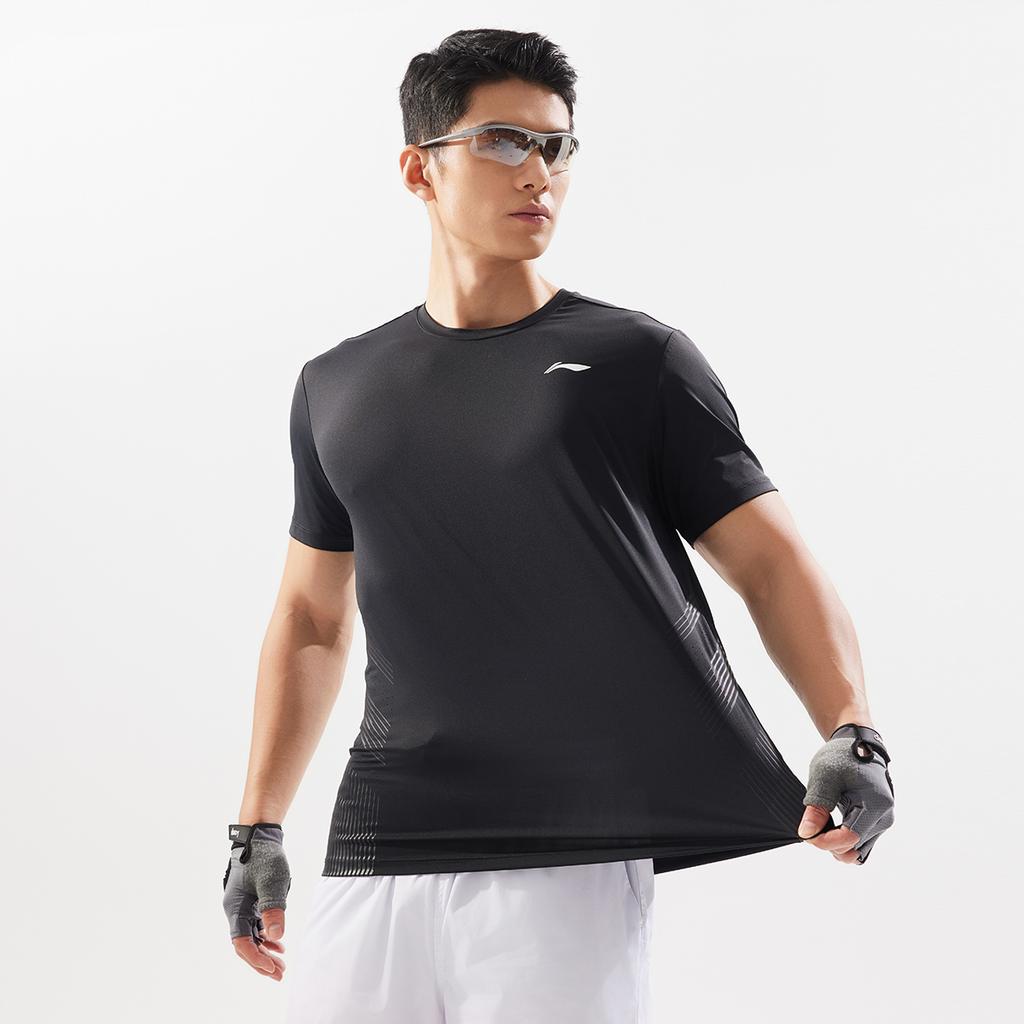 Li-Ning Minimalist Sports Casual Cool Air Feel T-Shirt Men Tops Black ATSV333-1