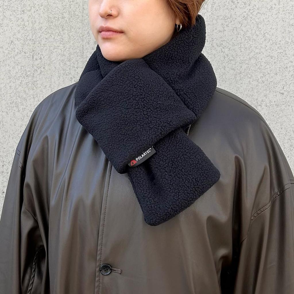 Basic Enchi POLARTEC Short Muffler Polartec Down One Size Fits Black - Muffler, Warm, Lightweight, Cold-Resistant, Fleece, Men's & Women's, All,