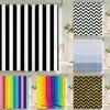 Black and White Striped Shower Curtain With Hooks Waterproof Polyester Fabric Geometric Pattern Home Decor Bathroom Curtain