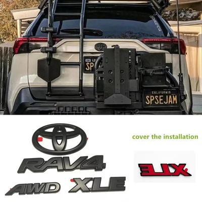 ABS OVERLAY Logo for 2019 - 2024 RAV4 XLE LE AWD HYBRID MATTE BLACK OUT EMBLEM KIT Trunk Sign Sticker Car Accessory