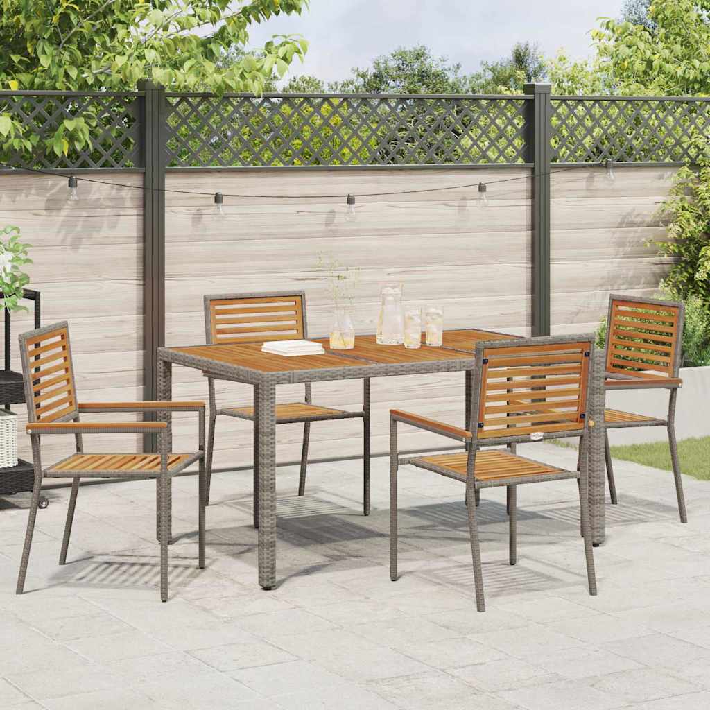 Garden Stackable Chairs 4 pcs Brown and Gray 54 x 56 x 90 cm