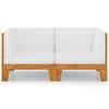 2 Seater Sofa with Cream Colored Cushions Solid Acacia Wood