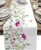 Spring Floral Linen Table Runners Dresser Scarves Table Decor Spring Farmhouse Dining Table Runners Holiday Party Decorations
