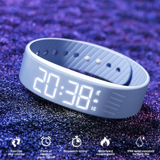 Vibrierende Alarm-Erinnerungsuhr Schüler Stiller Wecker Armband Digitale Uhr mit Schrittzähler Vibration Stoppuhr Timer für Tiefschläfer Herren
