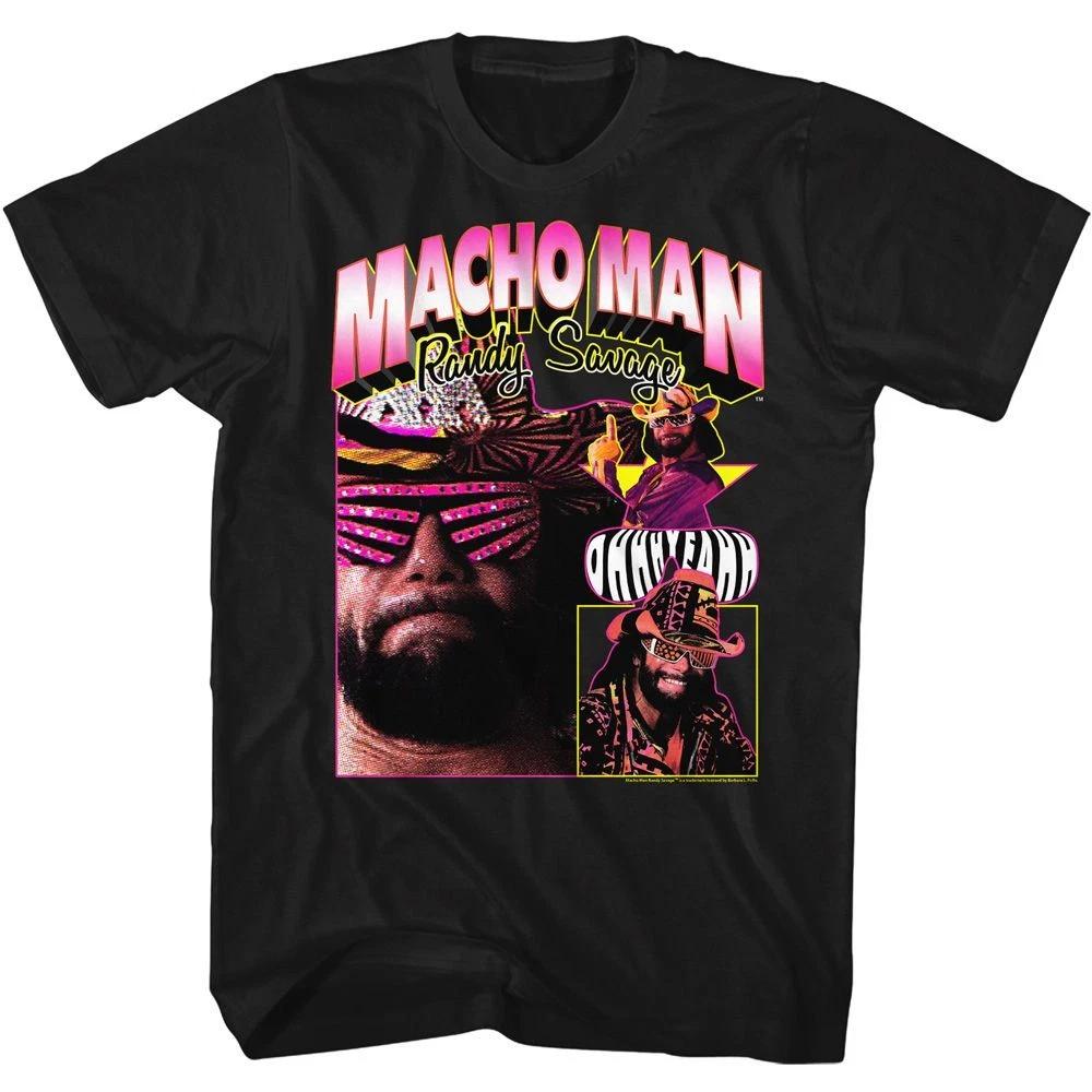 Macho Man Macho Man Macho Collage Black Wrestling Shirt 100