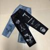 Meichao Jeans Hand-Painted Graffiti Print Knife Cut Casual Straight Legs Pants Trousers Men