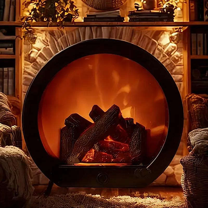LED Charcoal Flame Fireplace Miniature Creative Home Decor Realistic Candle Holder Warm Decorative Lantern Soft Furnishing Piece