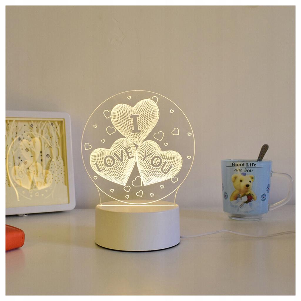 A small gift for Valentine's Day 3D lamp with the inscription I love YOU on USB 3 modes