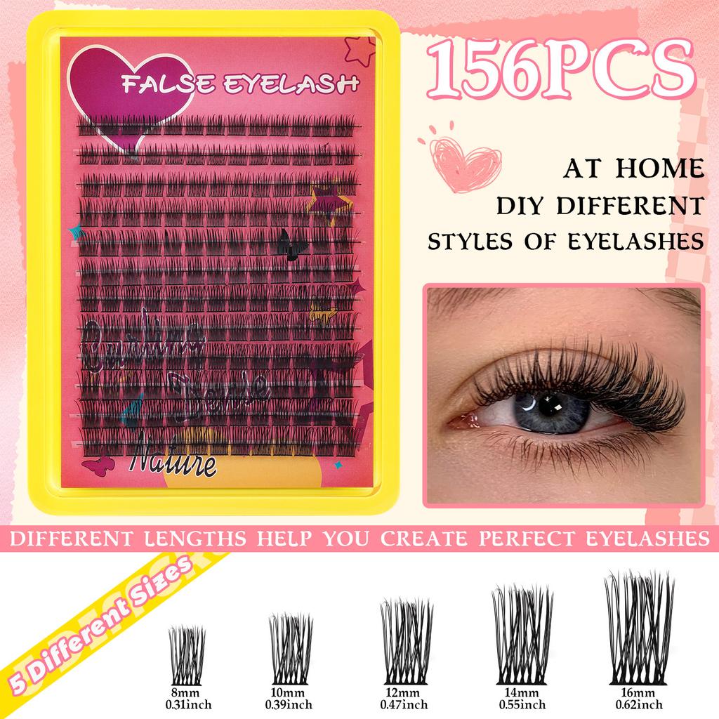 Diy False Eyelash Extension Set, Single Tuft Of Hair 240 Tufts Of Thick Curled Big Eyes D Curled Eyelashes