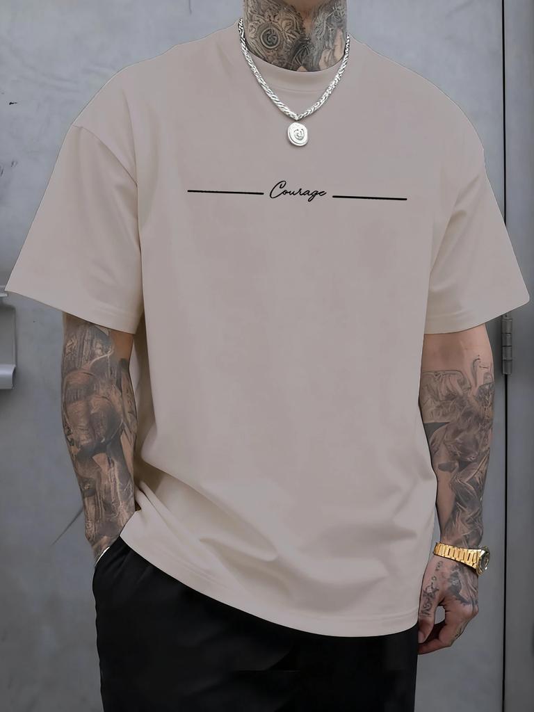Mut Einfach Linie Bedruckte Herren T-Shirts Baumwolle Atmungsaktiv Kurzarm Trendige Lockere Kleidung Sommer Weich Mode T-Shirt