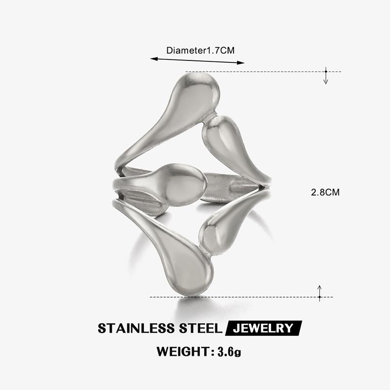 Stainless Steel Personality Irregular Multi-Layered Open Rings Exaggerated Textured Geometric Chunky Anillos Minimalist Jewelry