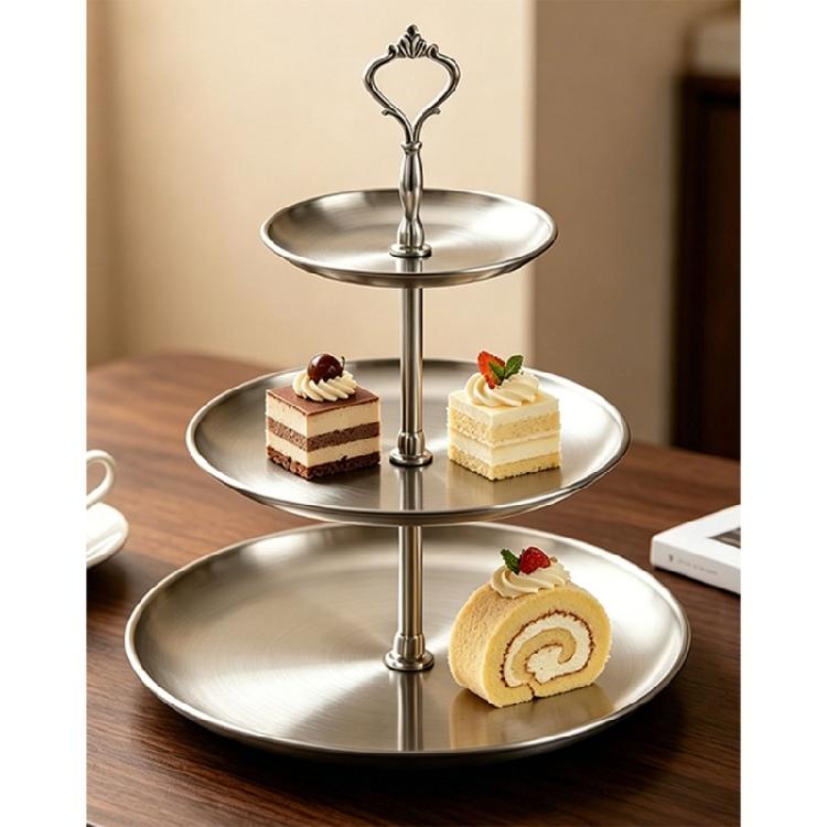 Espositore in Acciaio Inossidabile Vassoio da Portata Multi Livello Torre per Dolci Antiruggine Per Panetterie e Caffetterie