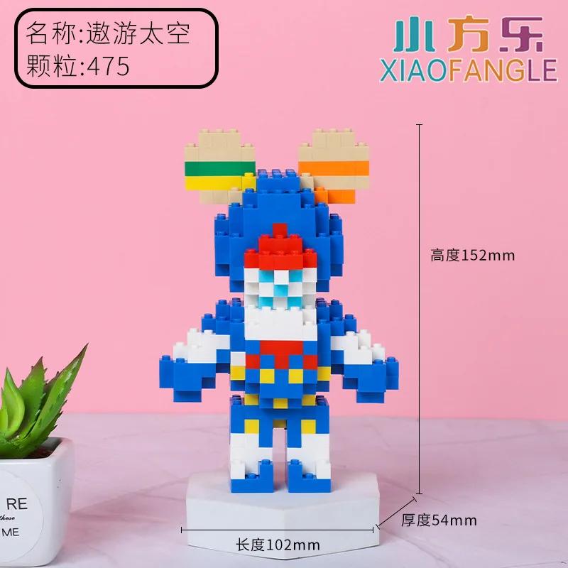 Funny Mini Bear Gloomy Cartoon 3D Micro Building Blocks Creative DIY Model Figure Toys Table Decor For Kids Birthday Gift