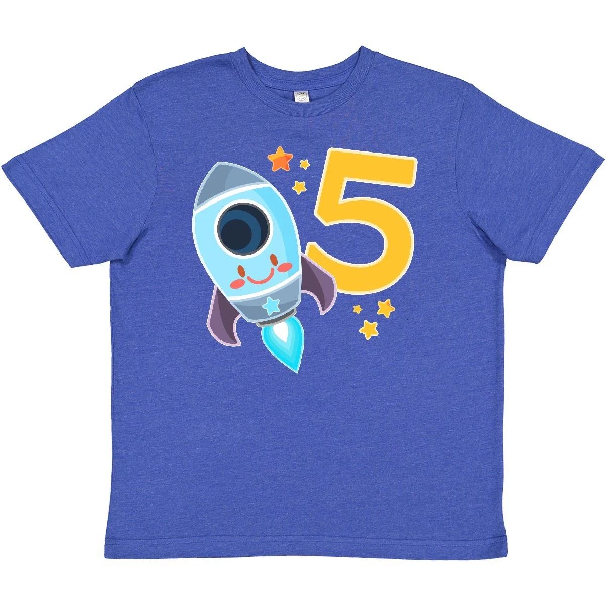 Inktastic Rocket Space Ship Happy Fifth Birthday Youth T-Shirt Birthdays 5th 5 110