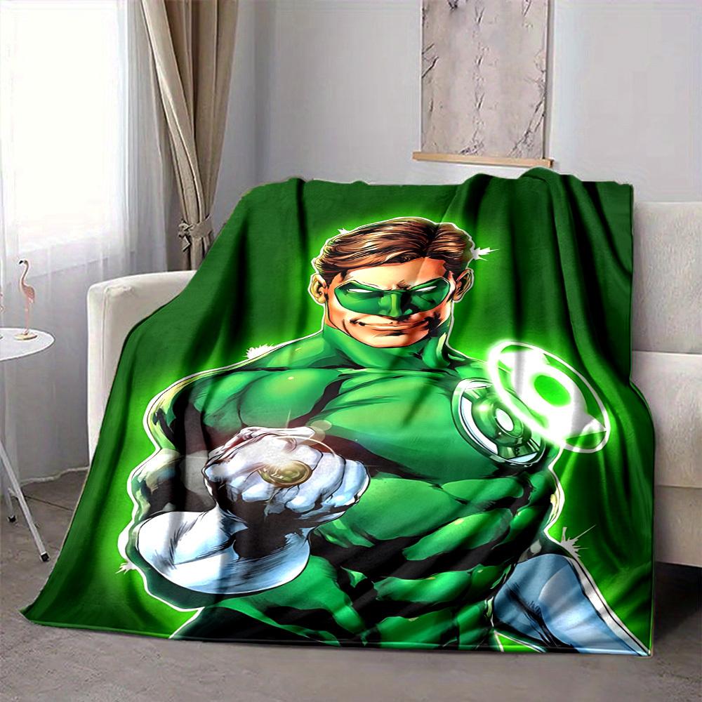 1pc Green Lantern Ring Flannel Throw Blanket Soft, Warm & Cozy for Couch, Bed, Office, and Travel Versatile All Season Gift, Christmas present
