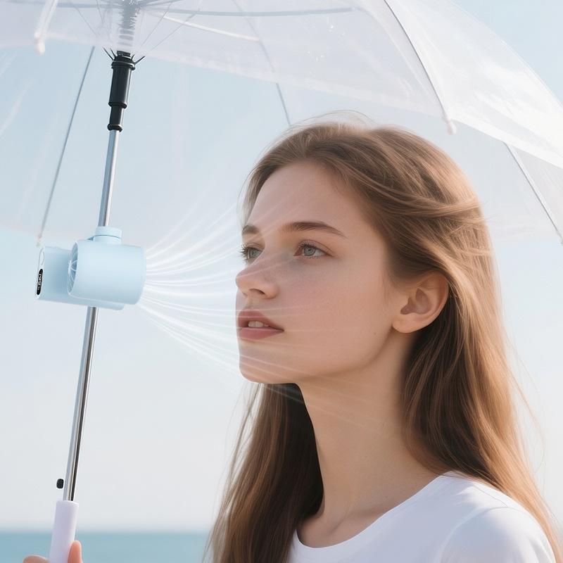High-Speed Portable Mini Fan: 180° Adjustable Handheld Turbine with Umbrella Clip