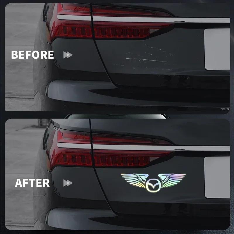 Colorful Reflective Laser Angel Wing Styling Car Trunk Door Sticker For Mazda 3 6 BL BM GJ CX3 CX-5 CX-8 KE KF CX7 CX9 MX5