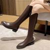 Knähöga Damstövlar Klackskor Dammode Skor för Kvinna Trend Vinterstövlar Gående Eleganta Klackar Chelsea Dam Stövlar
