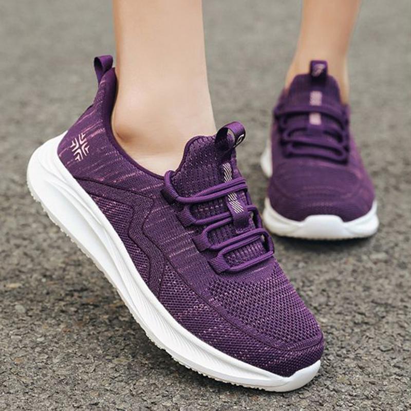 Spring Walking Shoes Female Ultra-light Soft Bottom Non-slip Comfortable Middle-aged Casual Fly Weaving Sports Women's Shoes
