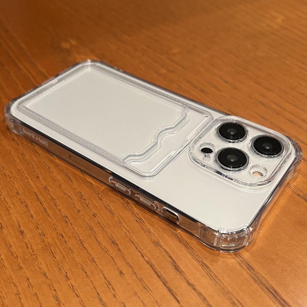 Transparent TPU Card Insertion Phone Case Suitable for Iphone15 Pro Max Plus Anti Drop Phone Protective Case Clear Shockproof Soft Cover