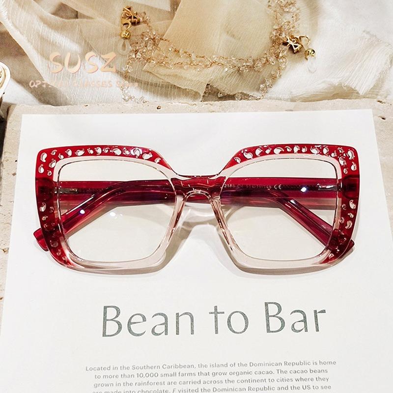 SUSZ  New Fashion Cat Eye Women Anti Blue Light Reading Glasses Myopia Hyperopia Customizable Prescription Progressive Glasses
