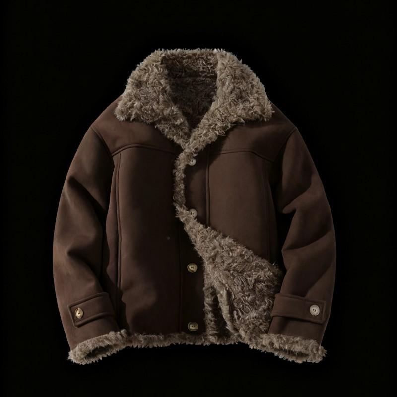 Men's High-End Lambswool Leather Motorcycle Jacket for Autumn/Winter