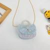 Childrens Canvas Bag With Artificial Pearl Handle And Butterfly Cartoon Pattern For Daily Use