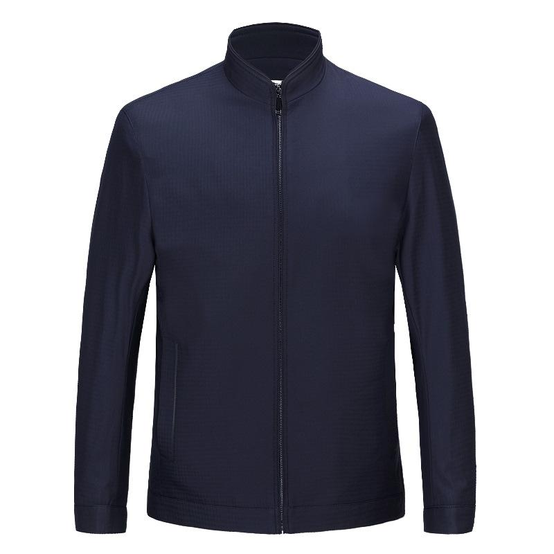 Spring and Autumn New High-end Stand-up Collar Jacket Men's Middle-aged Business Men's Thin Coat Mulberry Silk Jacket Casual Top
