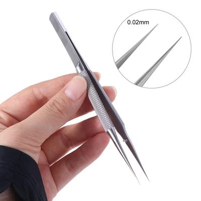 Curved/Straight Tip Titanium Alloy Tweezers 140mm Precision Fingerprint Flying Wire Tweezers Non-slip Anti-Static