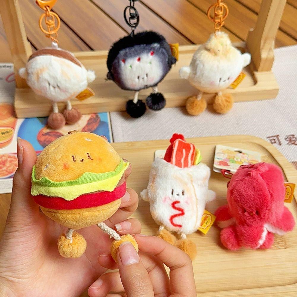Sausage Hamburg Key Chain Drawing Feet Plush Doll Toy Mini Plush Food Pendant  Decoration