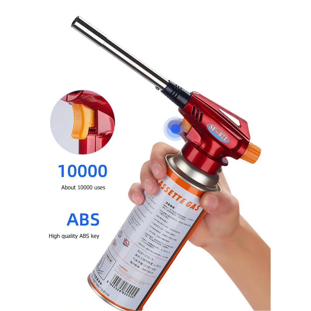 Butane Torch Head Charcoal & Campfire Torch Lighter with Adjustable Flame for Outdoor Camping BBQ Picnic Hiking