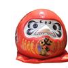 Ceramic Daruma Doll Statue Ornament Piggy Bank for Cafe Apartment Restaurant Red
