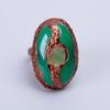 Pierre Calcédoine Verte Cuivre Éternité Fait Main Fabriqué à la Main Bague Électroformée V-63