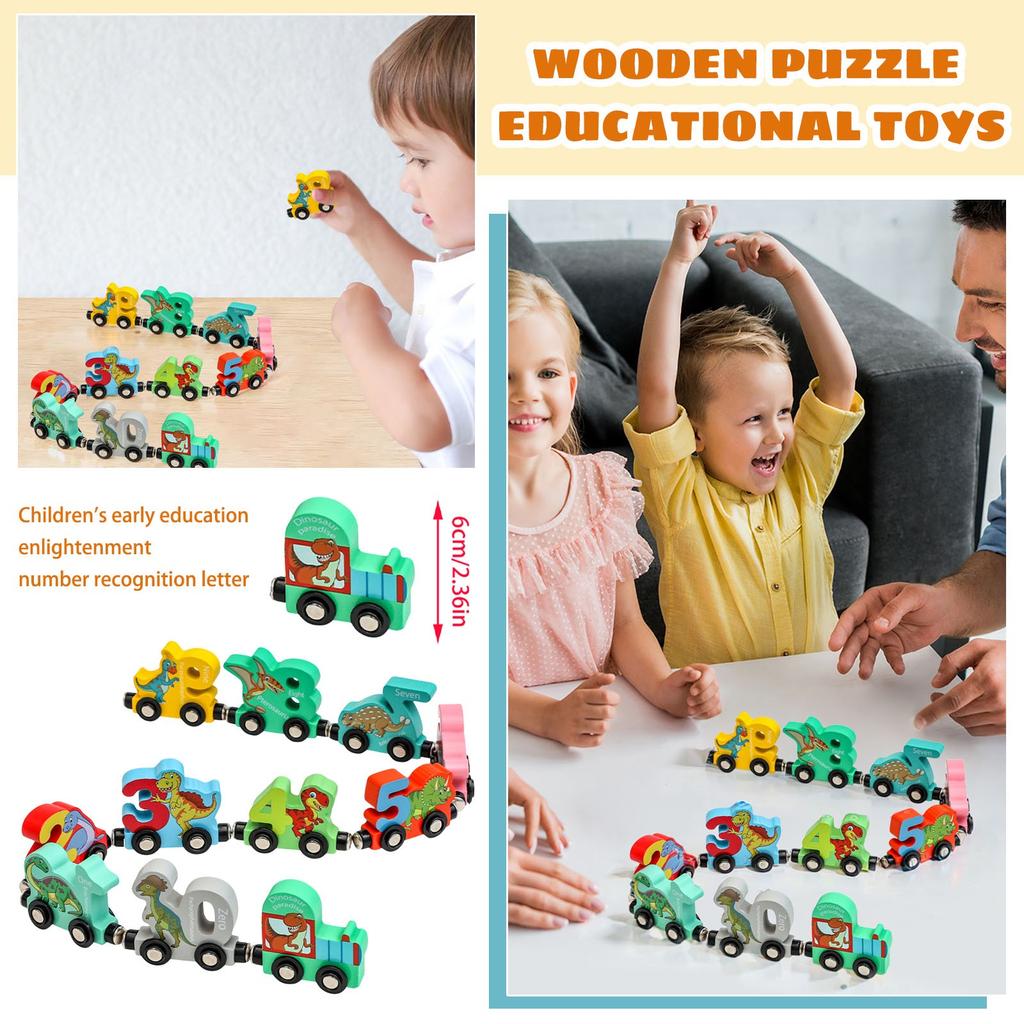 Children's Early Education Enlightenment Of Numbers And Letters Magnetic Dinosaur Train Three-year-old Boys And Girls Wooden Educational Science Toy