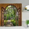 Rideaux de douche Paysage Forestier Plantes Tropicales Vertes Arbre de Palmier Fleurs Feuilles Jardin Scenery Naturelle Rideau de Bain Décor de Salle de Bain