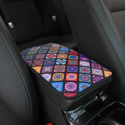 Auto Armlehnenbezug Matte Universell Leder Ethnischer Stil Druck Wasserdicht Rutschfest Aufbewahrungsbox Pad Autostyling Innenzubehör