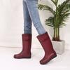 Fashion long rain shoes extra high rain boots women's velvet cotton flat-bottomed water shoes women's non-slip rubber shoes water boots matte