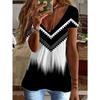 Summer V-neck 3D Printed Top Fashionable Casual Short Sleeved Women's T-shirts