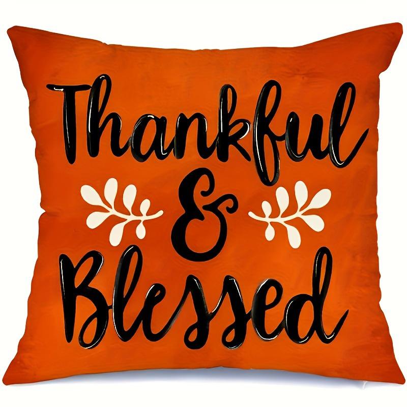 Home Decor Thankful Blessed Gnome & Fall Pumpkins Pillow Pattern Cushion Cover Suitable For Sofa Bedroom Car Pillow Cover