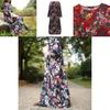 Women Vintage Casual Floral Printed Loose Dress Kaftan Long Maxi Shirt With Timeless Design