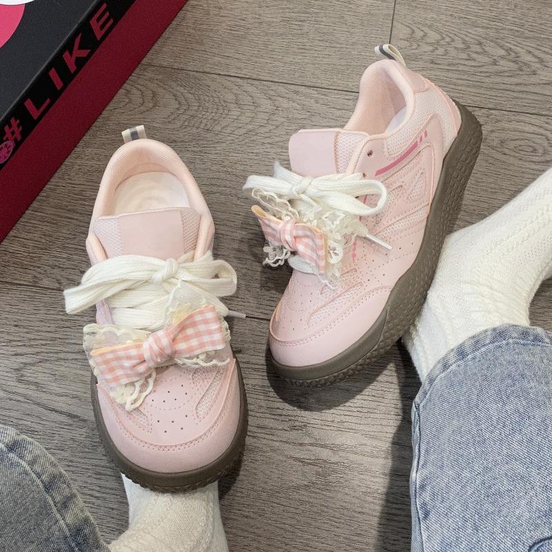 Women's autumn new bow little white shoes show feet small sports casual board shoes bread shoes