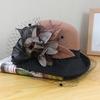 Woolen Hat Women'S Autumn And Winter British Retro Versatile Basin Hat Hepburn Mesh Flower Crimped Top Hat