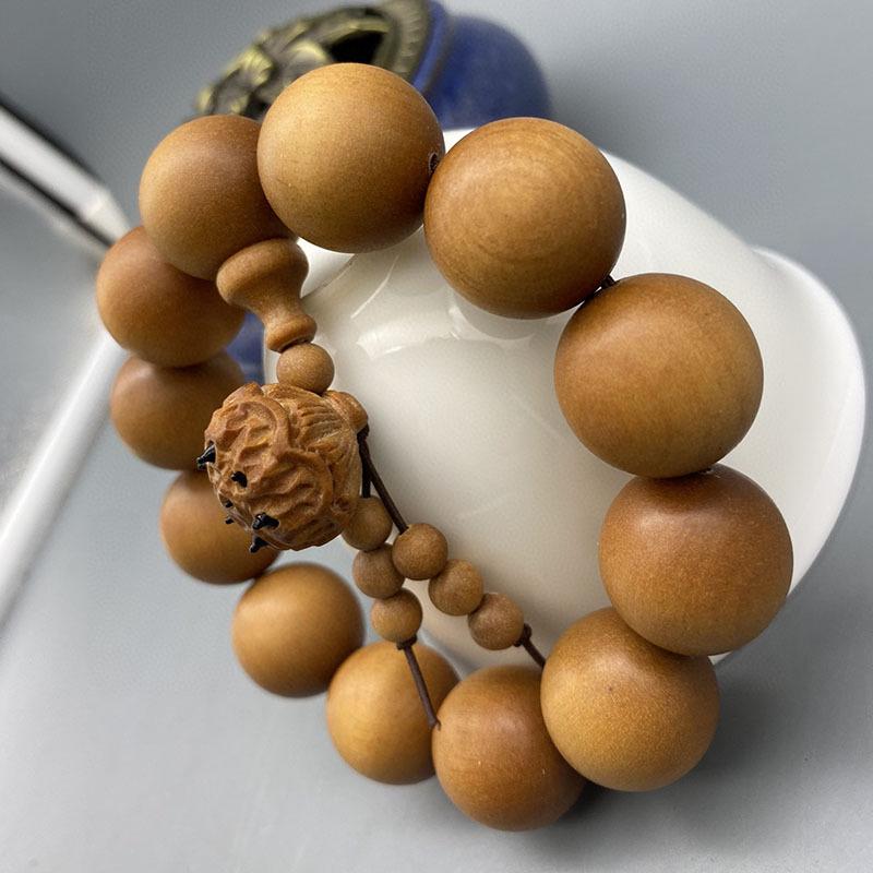 Barbie Sandalwood Bracelet 2.0: Single Strand Prayer Beads for Men and Women - Wooden Handicraft