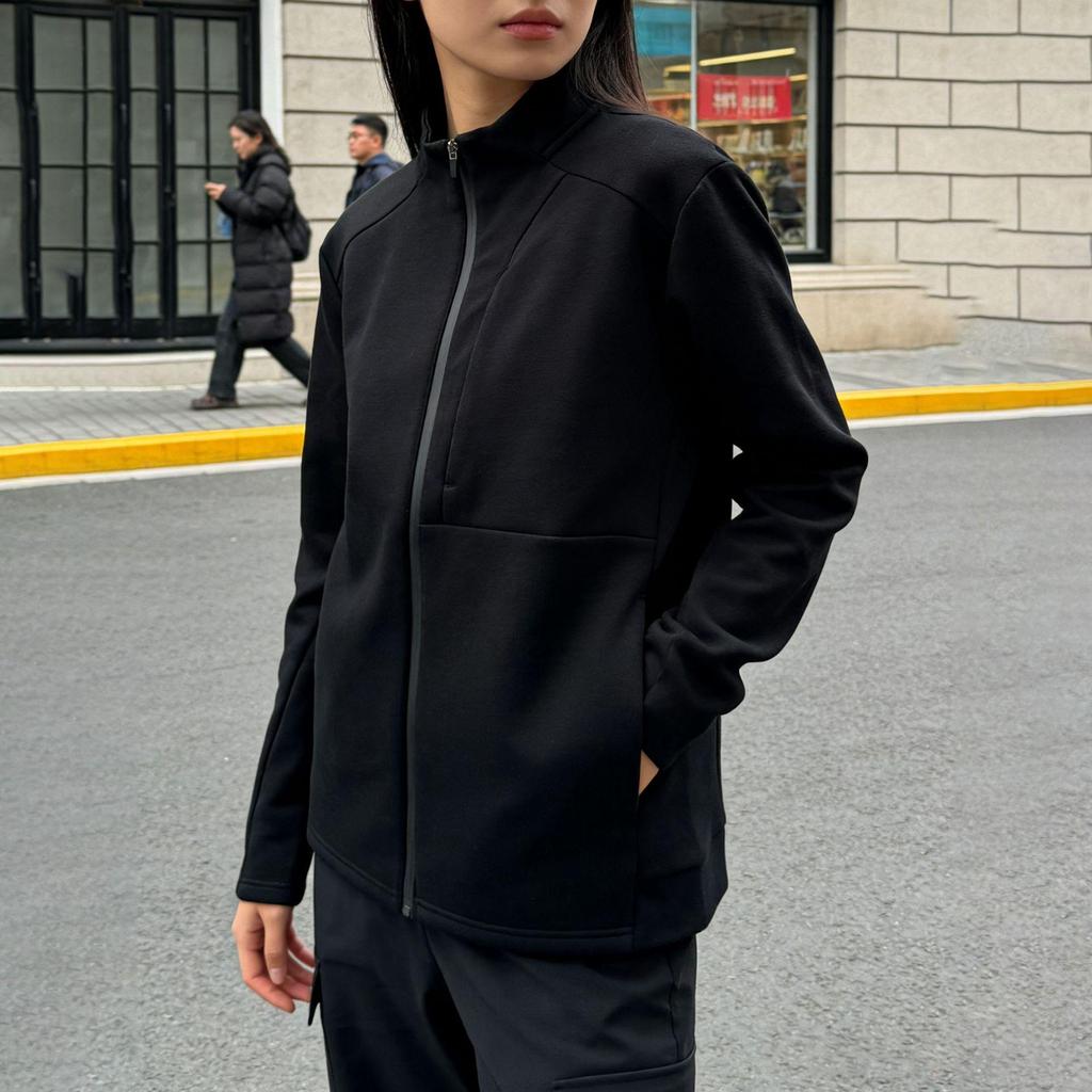Women's Solid Color Stand Collar Zipper Cardigan Hoodie - Autumn/Winter Sportswear & Workwear Jacket